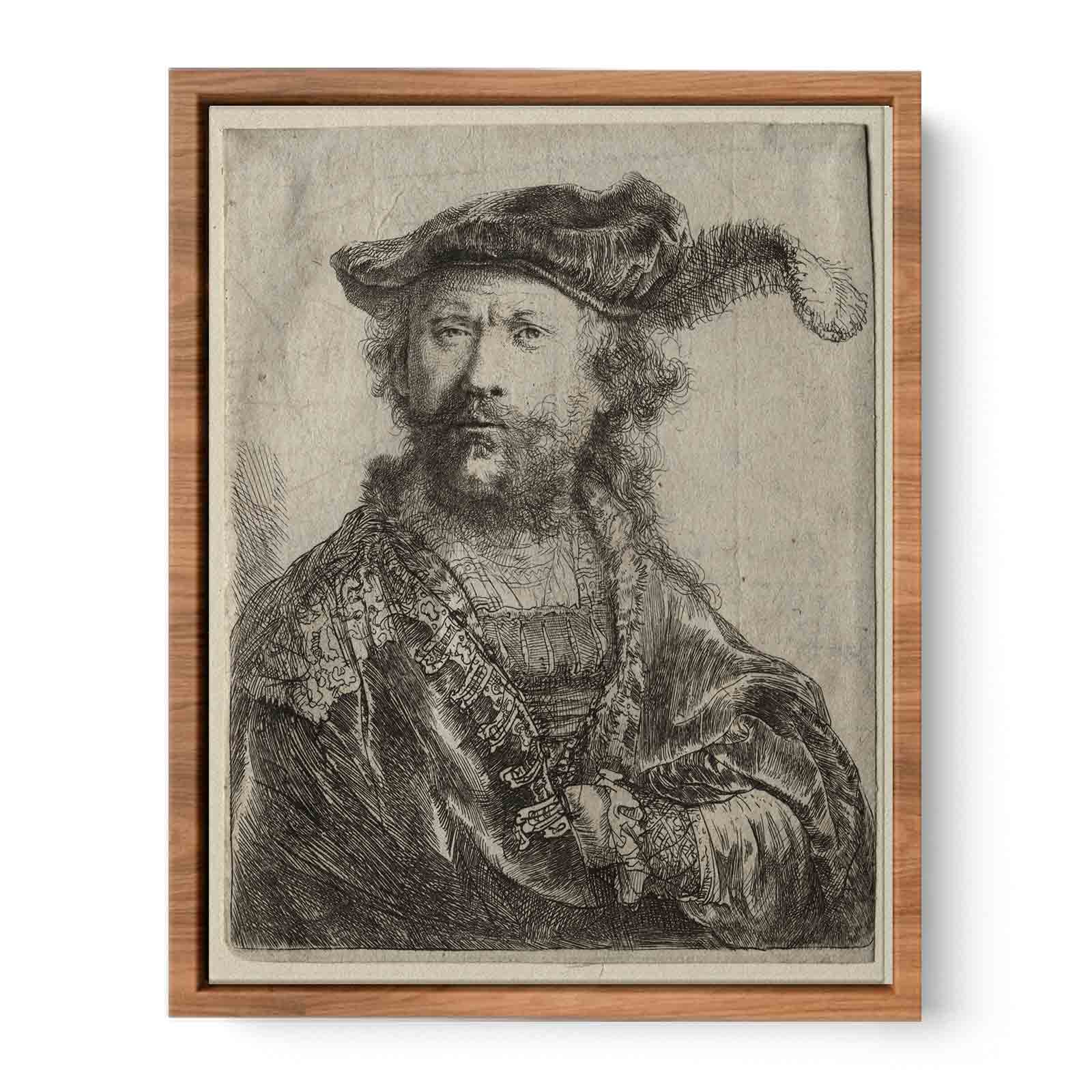 Self portrait in a velvet cap with plume Painting