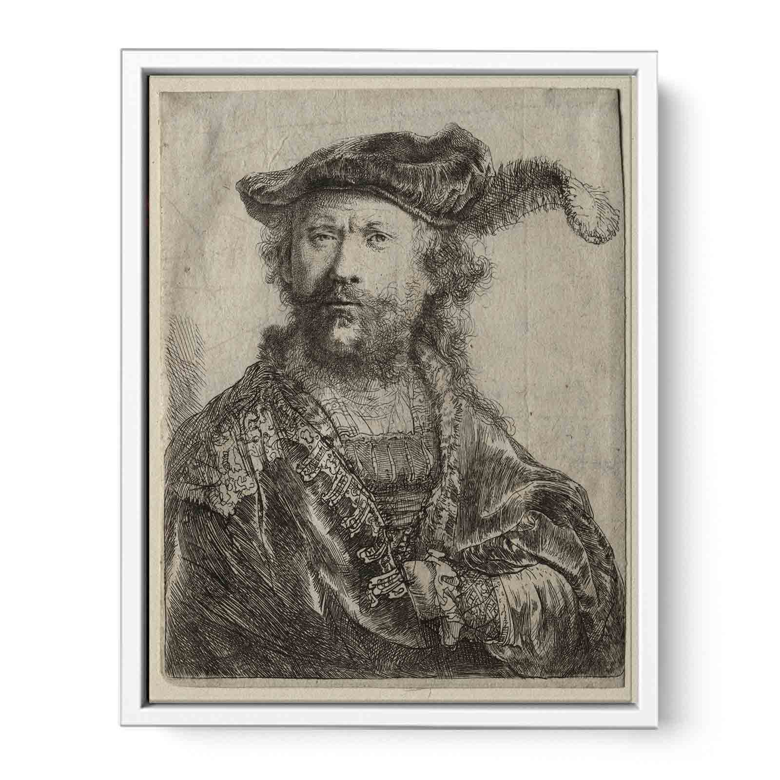 Self portrait in a velvet cap with plume Painting