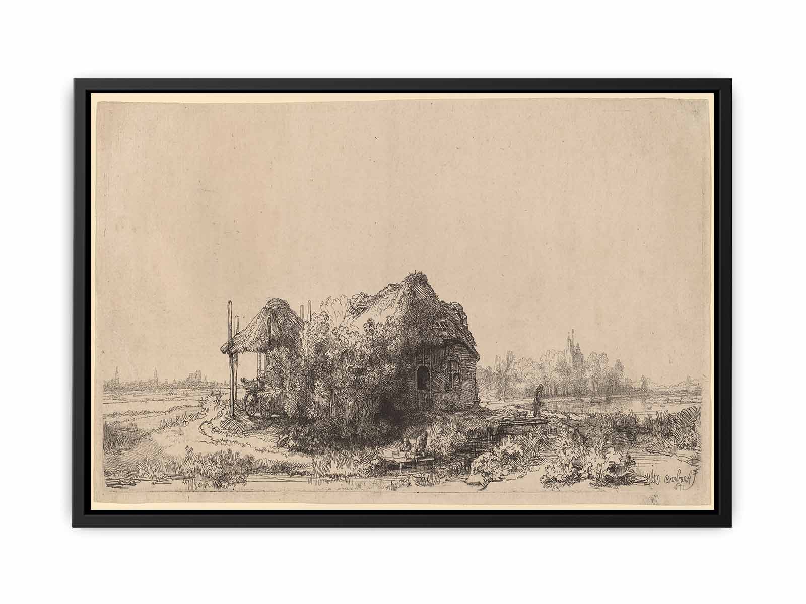 Landscape with a Cottage and Haybarn Oblong Painting