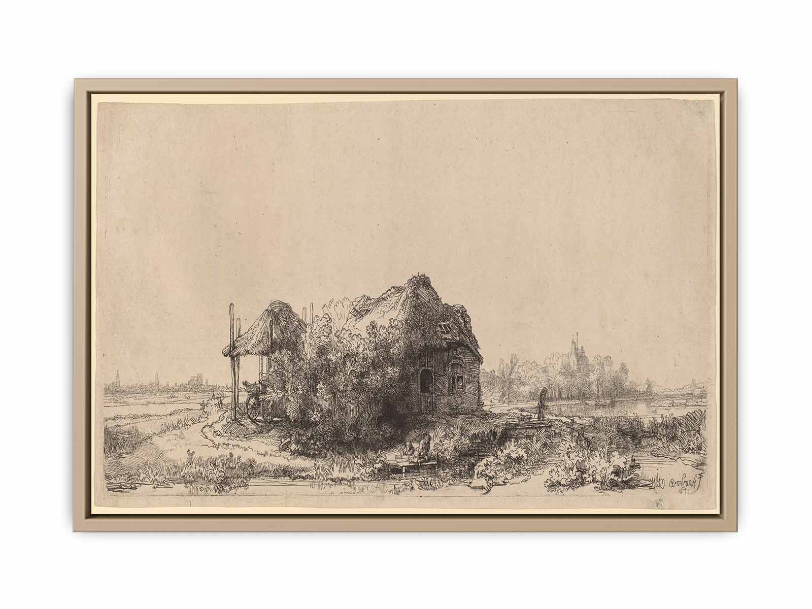 Landscape with a Cottage and Haybarn Oblong Painting