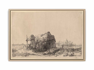 Landscape with a Cottage and Haybarn Oblong Painting