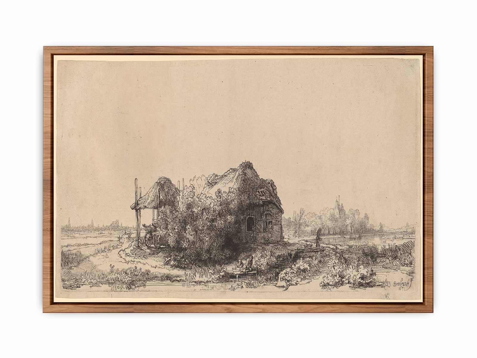 Landscape with a Cottage and Haybarn Oblong Painting