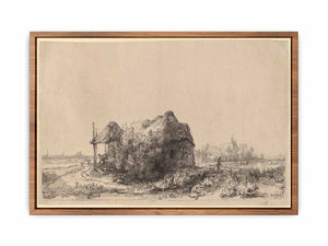 Landscape with a Cottage and Haybarn Oblong Painting