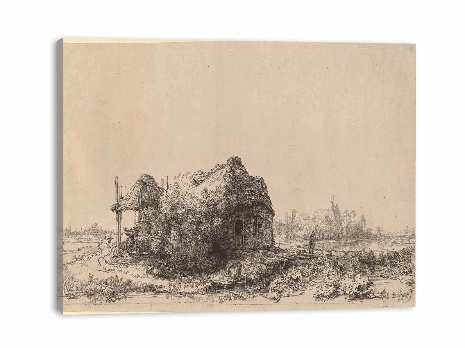 Landscape with a Cottage and Haybarn Oblong Painting