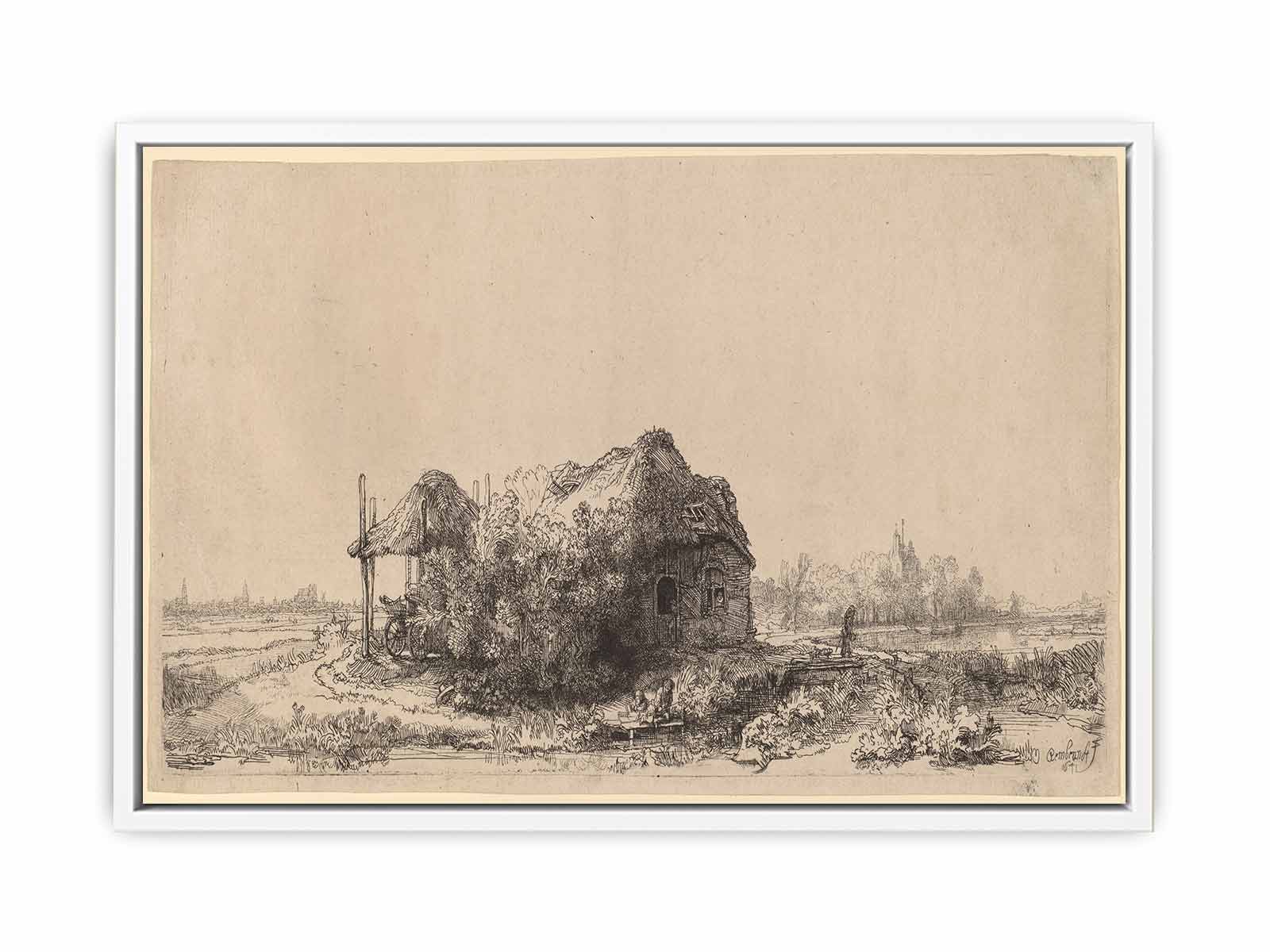 Landscape with a Cottage and Haybarn Oblong Painting