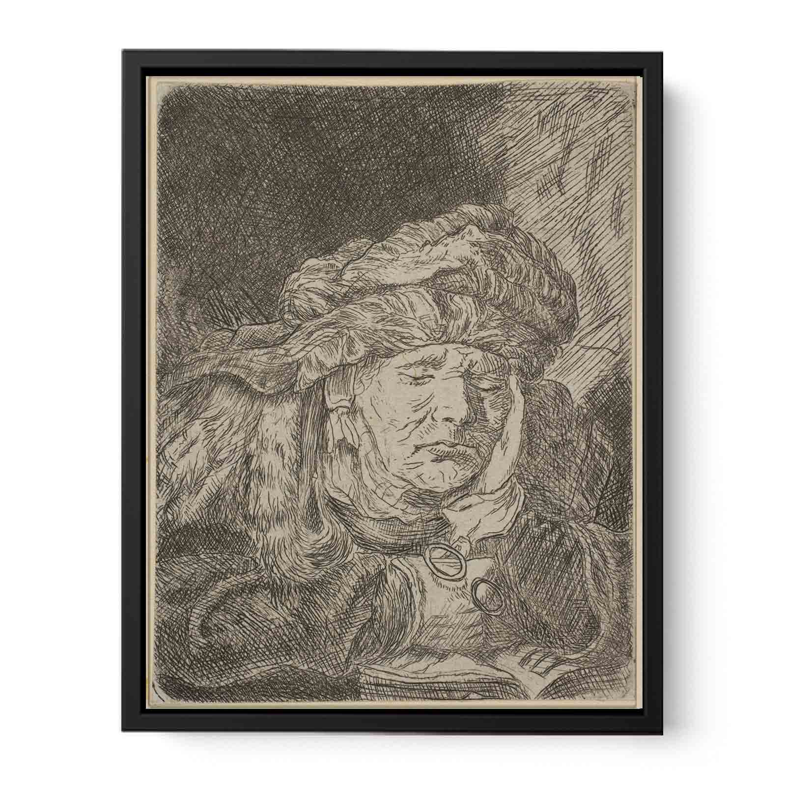Old Woman Sleeping Painting