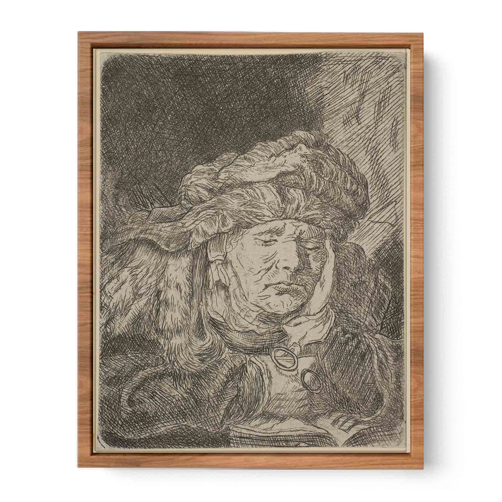 Old Woman Sleeping Painting