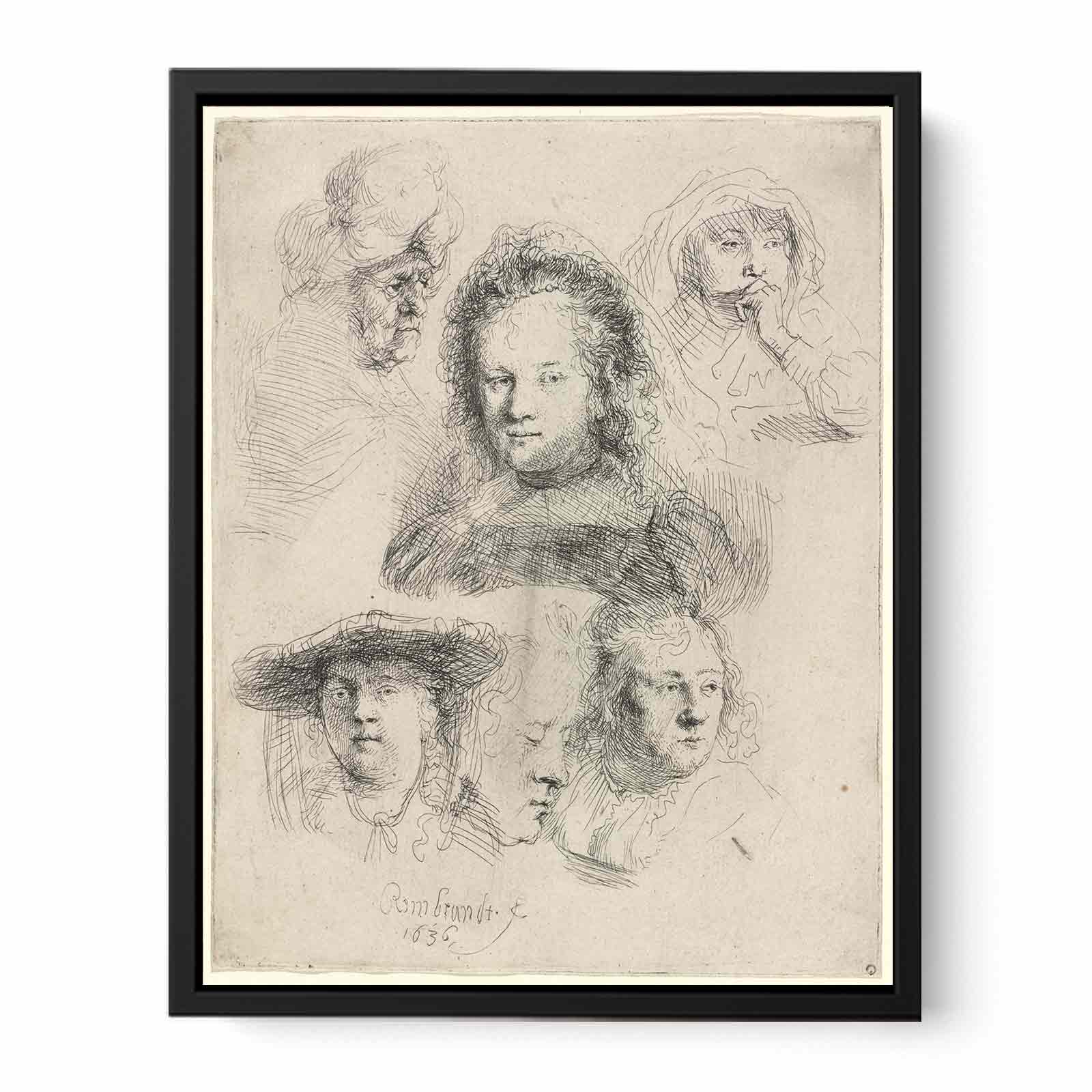 Studies Of The Head Of Saskia And Others Painting
