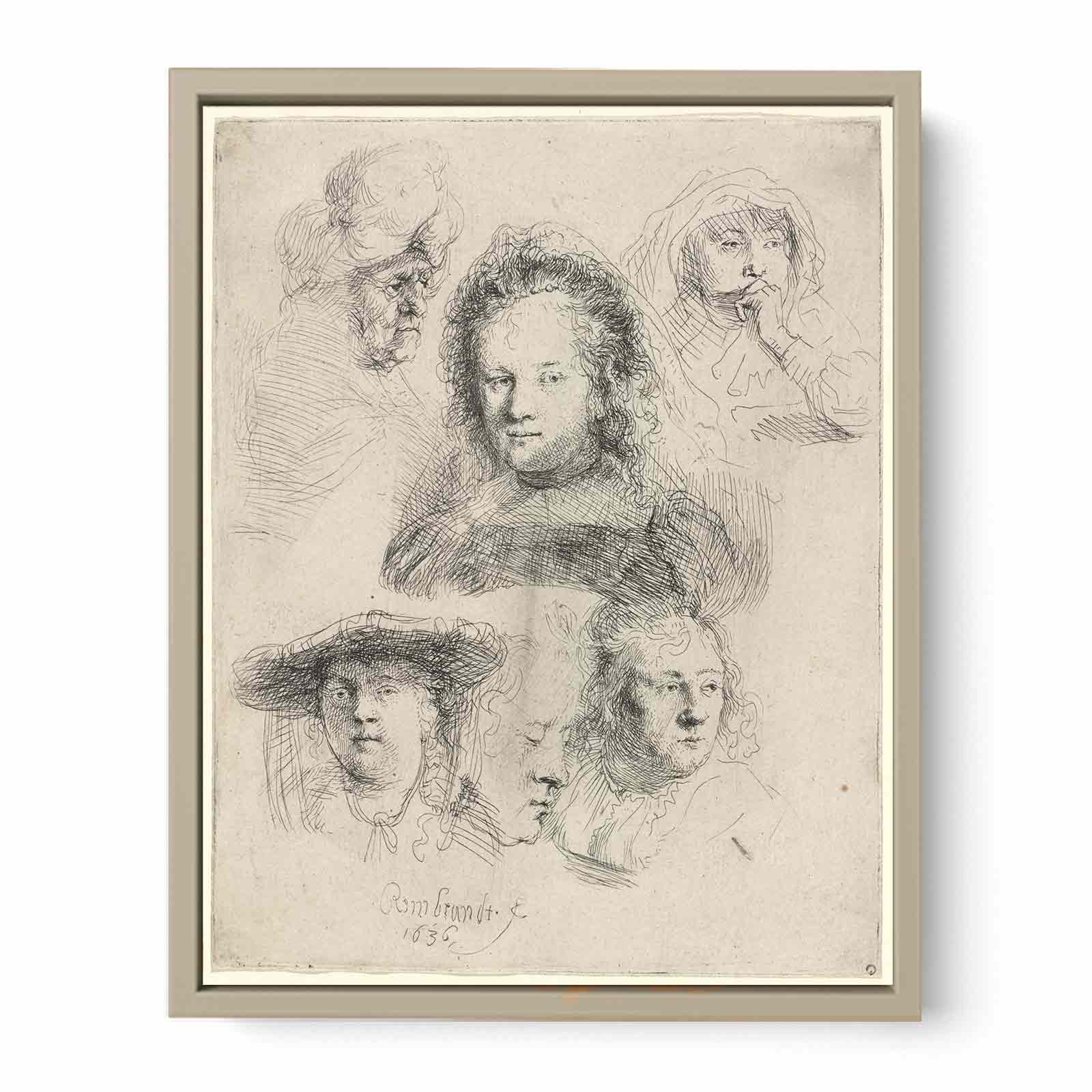 Studies Of The Head Of Saskia And Others Painting