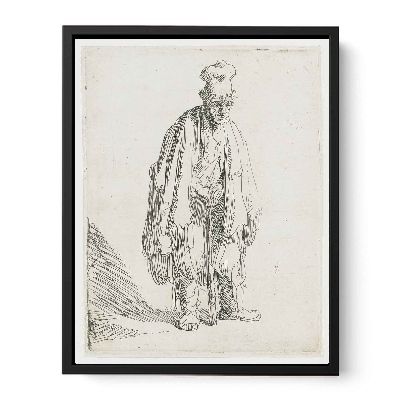 Beggar In A High Cap, Standing And Leaning On A Stick Painting