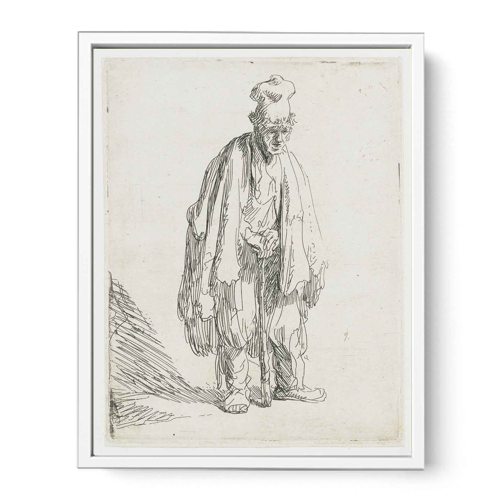 Beggar In A High Cap, Standing And Leaning On A Stick Painting