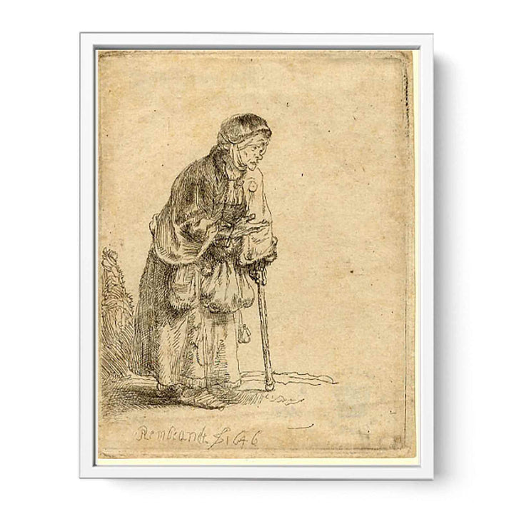A Beggar Woman leaning on a Stick Painting