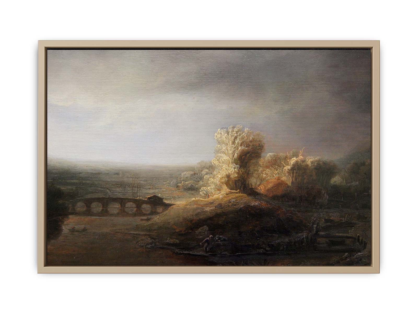 Landscape with a Long Arched Bridge 2 Painting