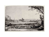 A Canal with a large Boat and Bridge Painting artwork preview