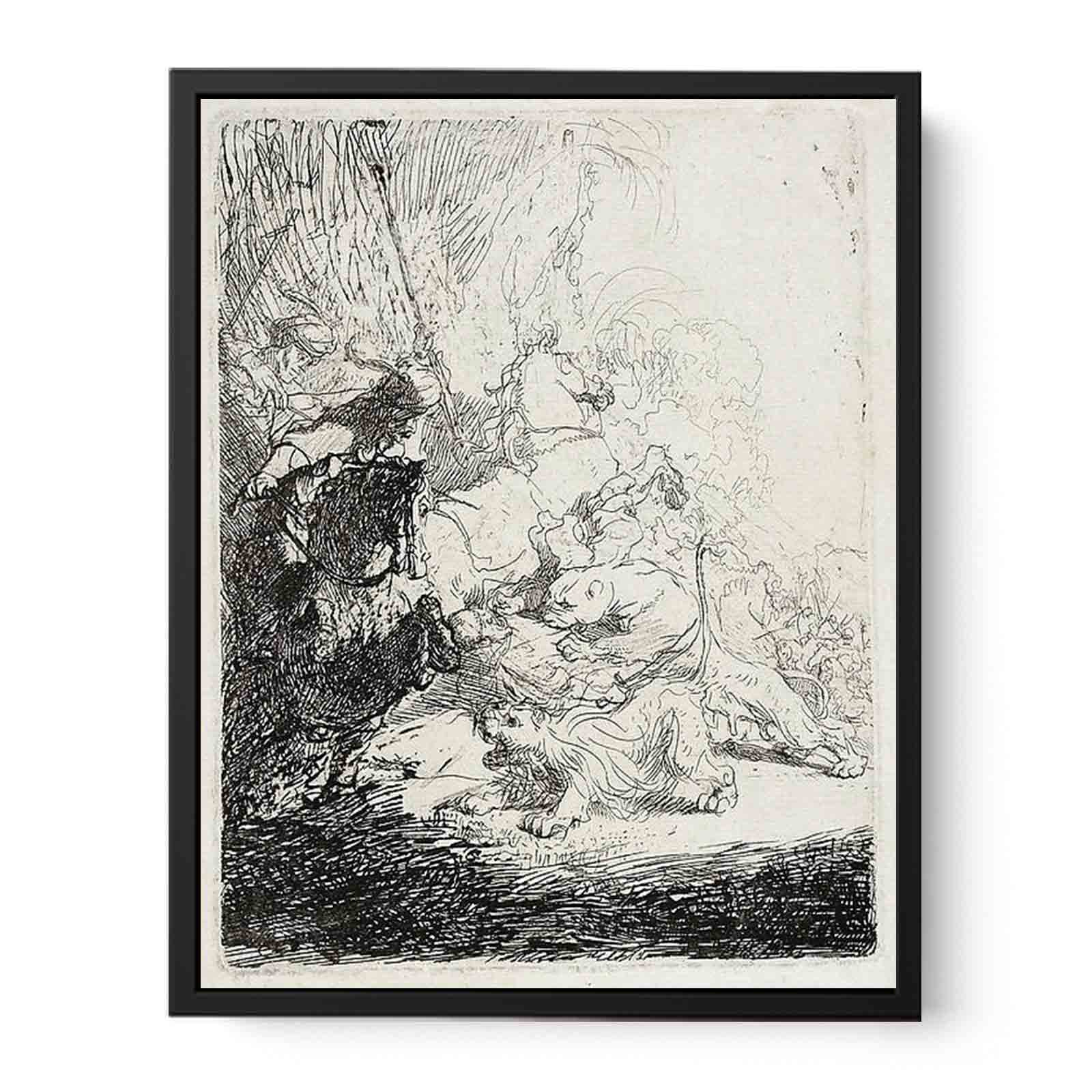The Small Lion Hunt (with two Lions) Painting
