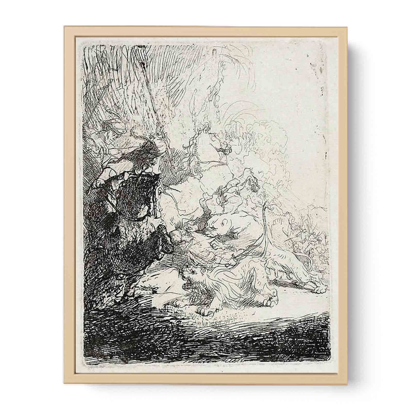 The Small Lion Hunt (with two Lions) Painting