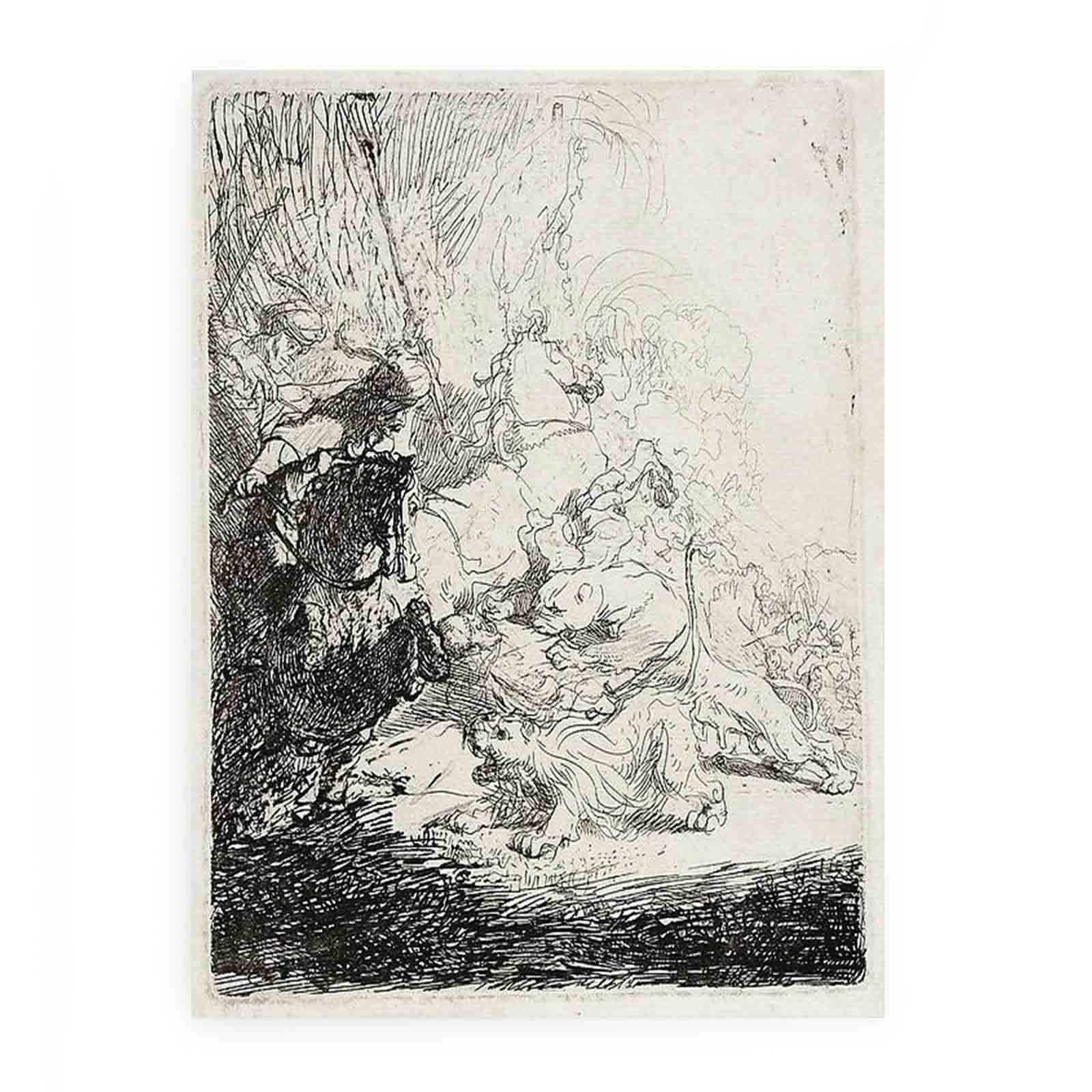 The Small Lion Hunt (with two Lions) Painting