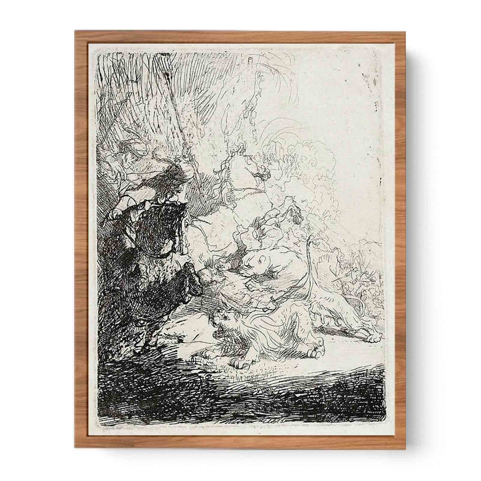 The Small Lion Hunt (with two Lions) Painting