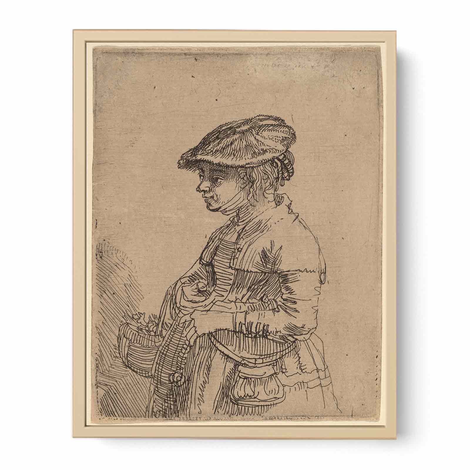 A Girl with a Basket Painting