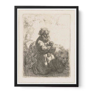 St. Jerome kneeling in Prayer, looking down Painting