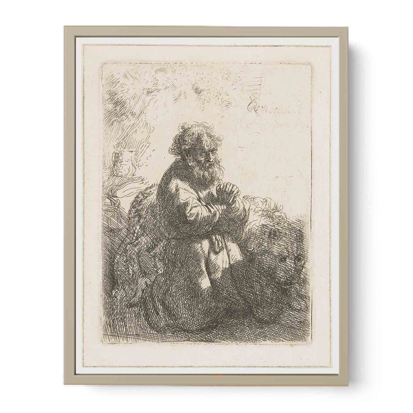 St. Jerome kneeling in Prayer, looking down Painting