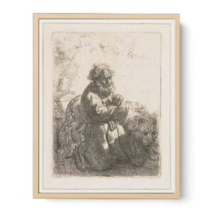 St. Jerome kneeling in Prayer, looking down Painting