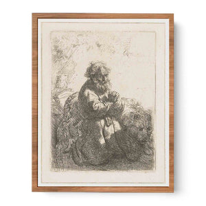 St. Jerome kneeling in Prayer, looking down Painting