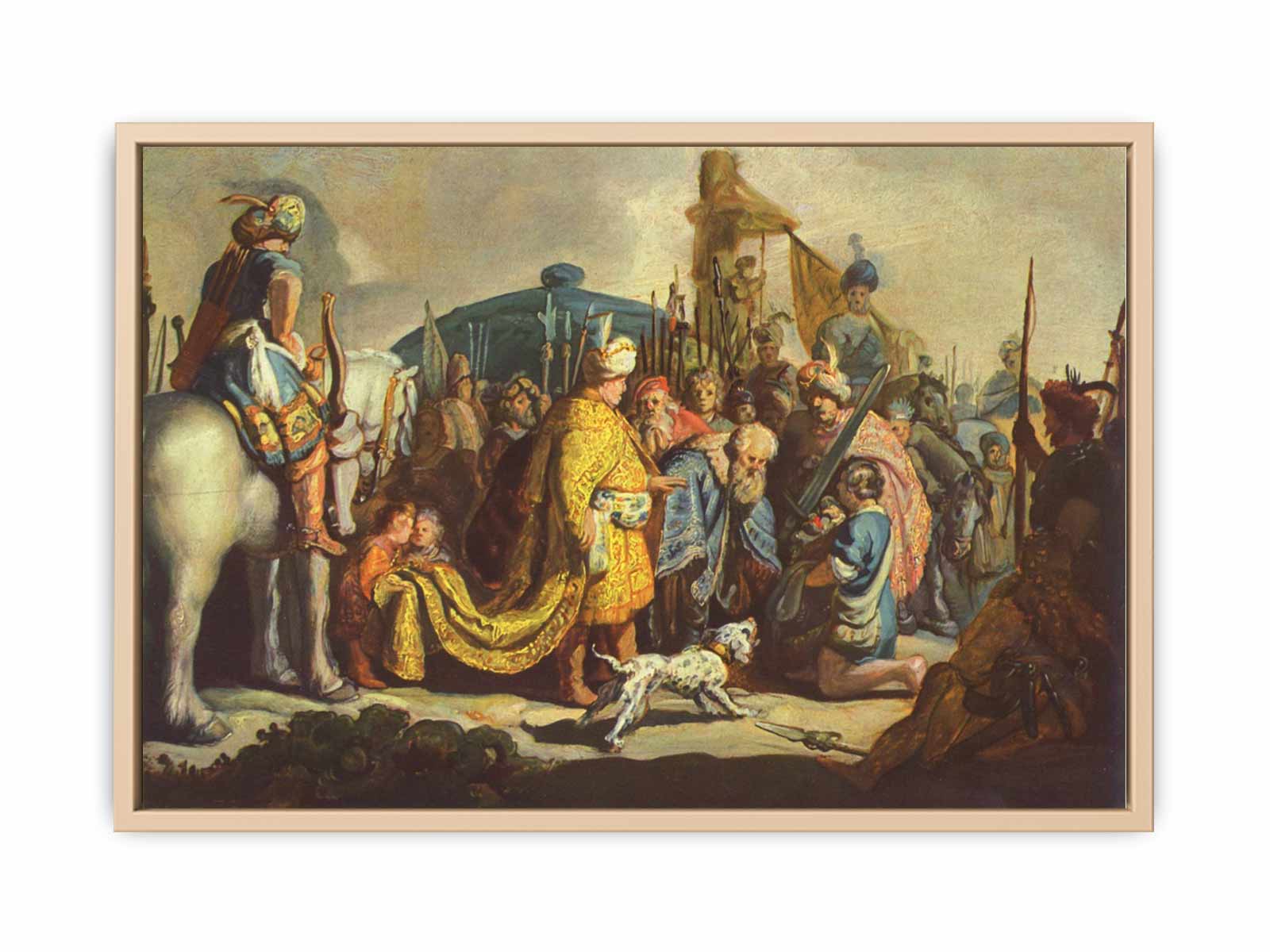 David with the head of Goliath before Saul Painting