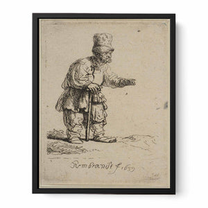 A Peasant in a high Cap, standing leaning on a Stick Painting