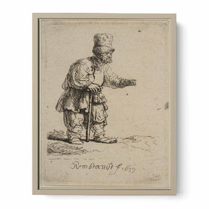 A Peasant in a high Cap, standing leaning on a Stick Painting