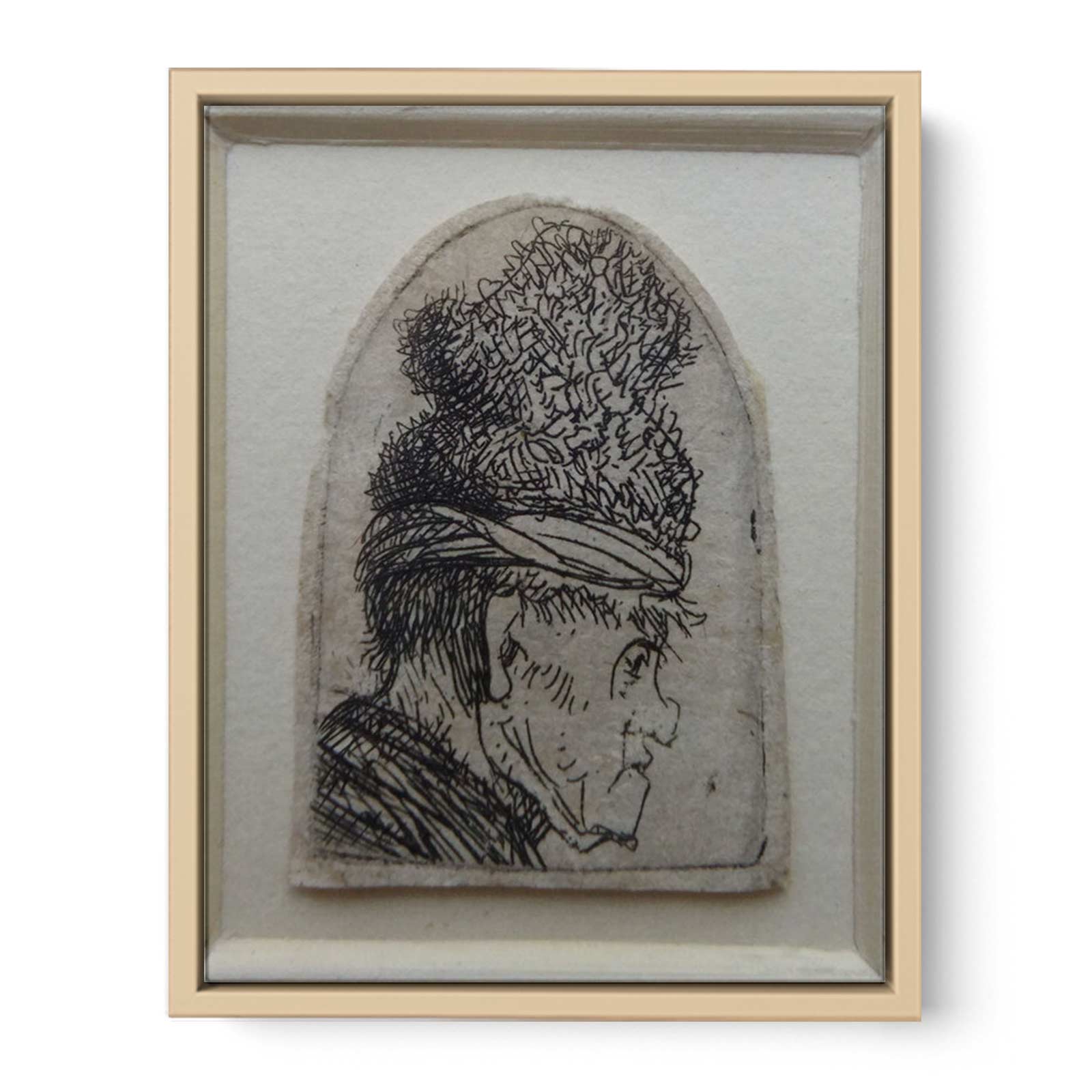 Grotesque Profile Man In A High Cap Painting