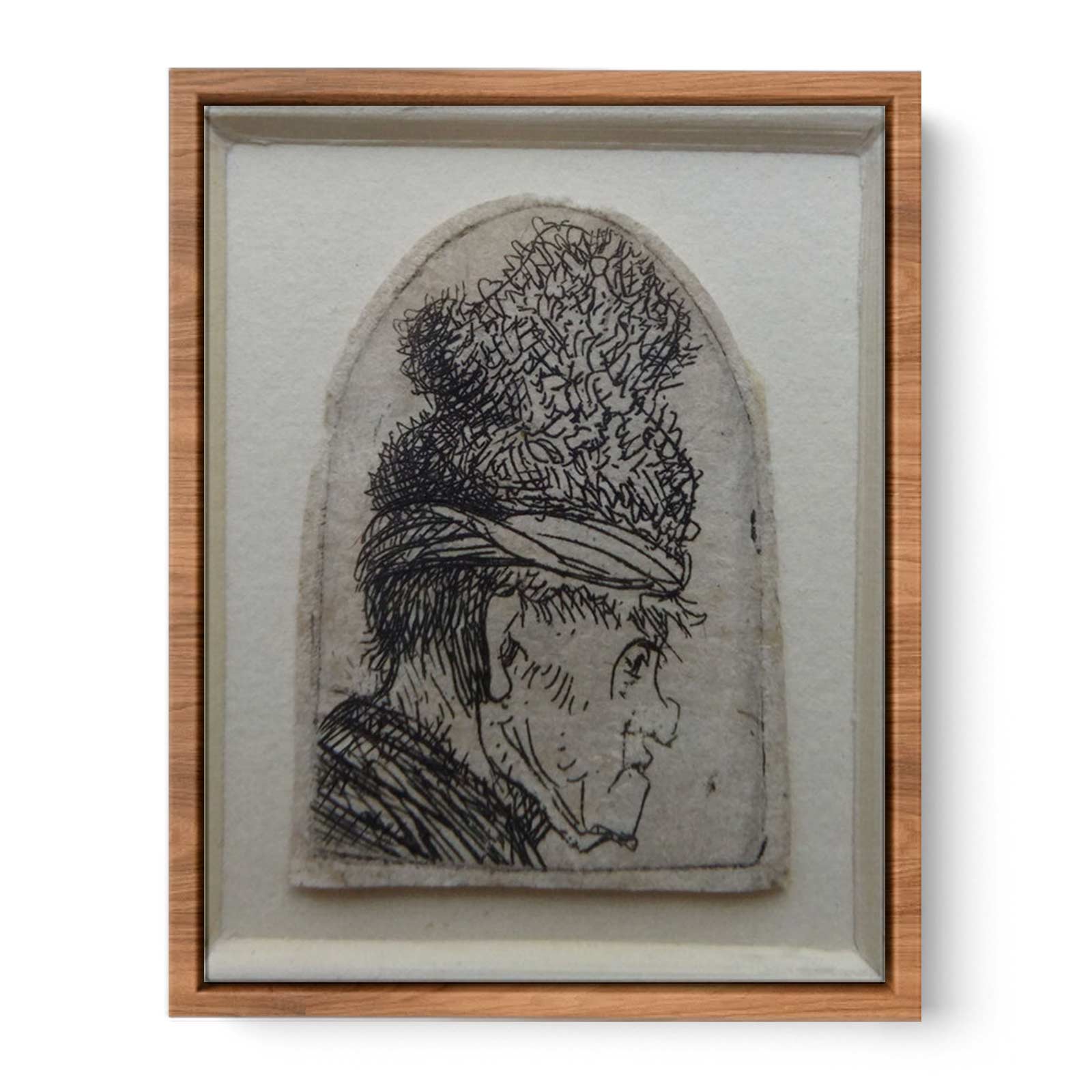 Grotesque Profile Man In A High Cap Painting