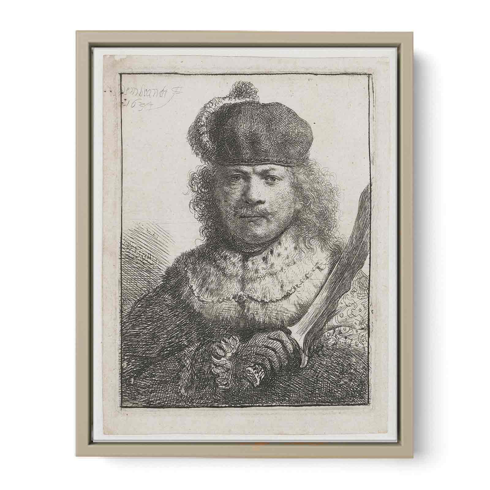 Self-Portrait With Raised Sabre Painting