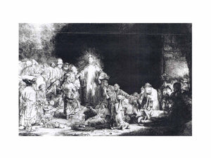 The Little Children Being Brought to Jesus, The 100 Guilder Print 1647-49 Painting