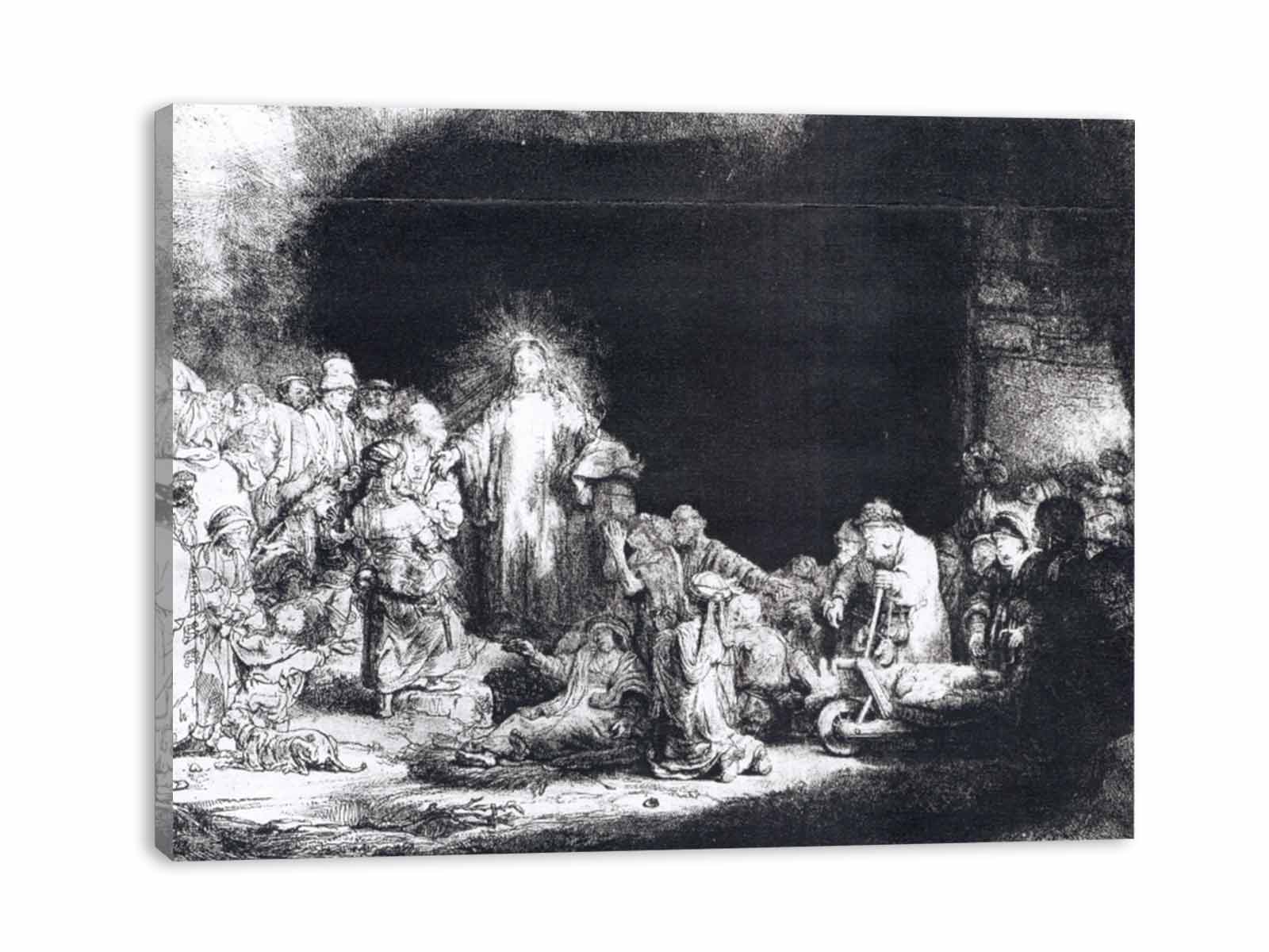 The Little Children Being Brought to Jesus, The 100 Guilder Print 1647-49 Painting