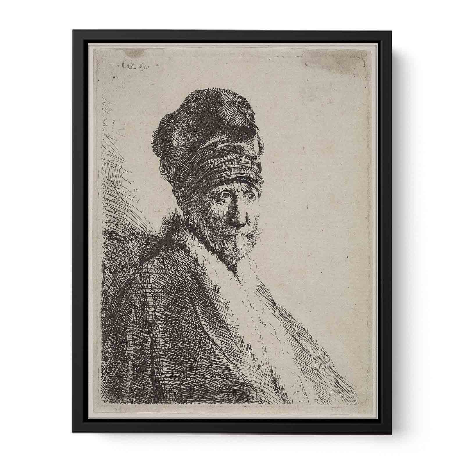 Bust of a Man wearing a High Cap (The Artists Father ) Painting