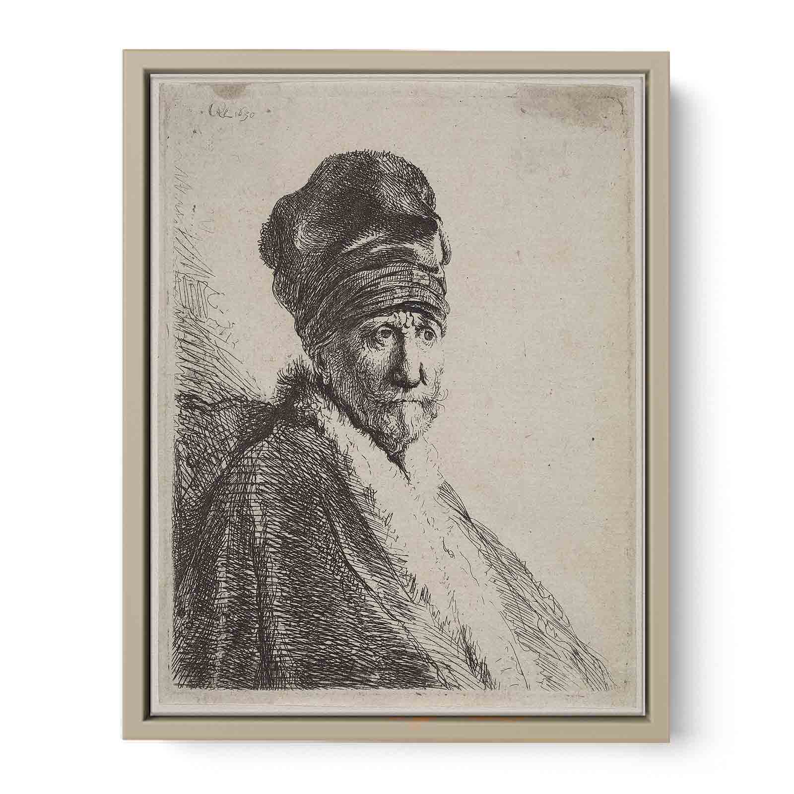 Bust of a Man wearing a High Cap (The Artists Father ) Painting