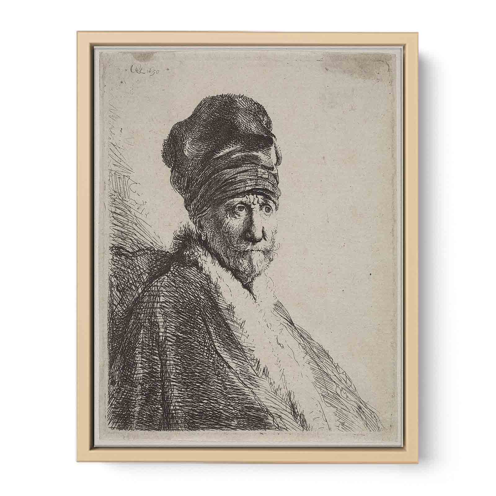 Bust of a Man wearing a High Cap (The Artists Father ) Painting