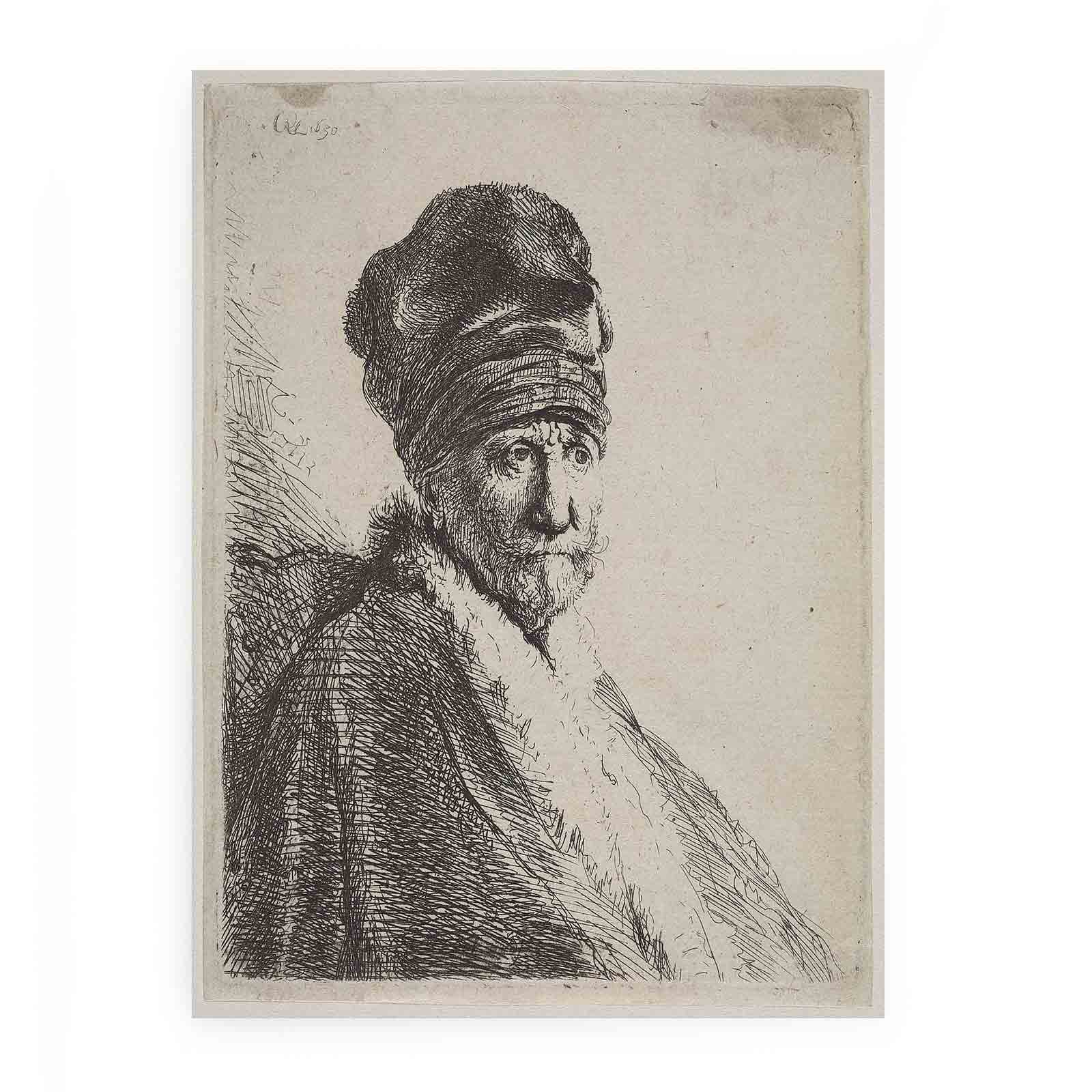 Bust of a Man wearing a High Cap (The Artists Father ) Painting