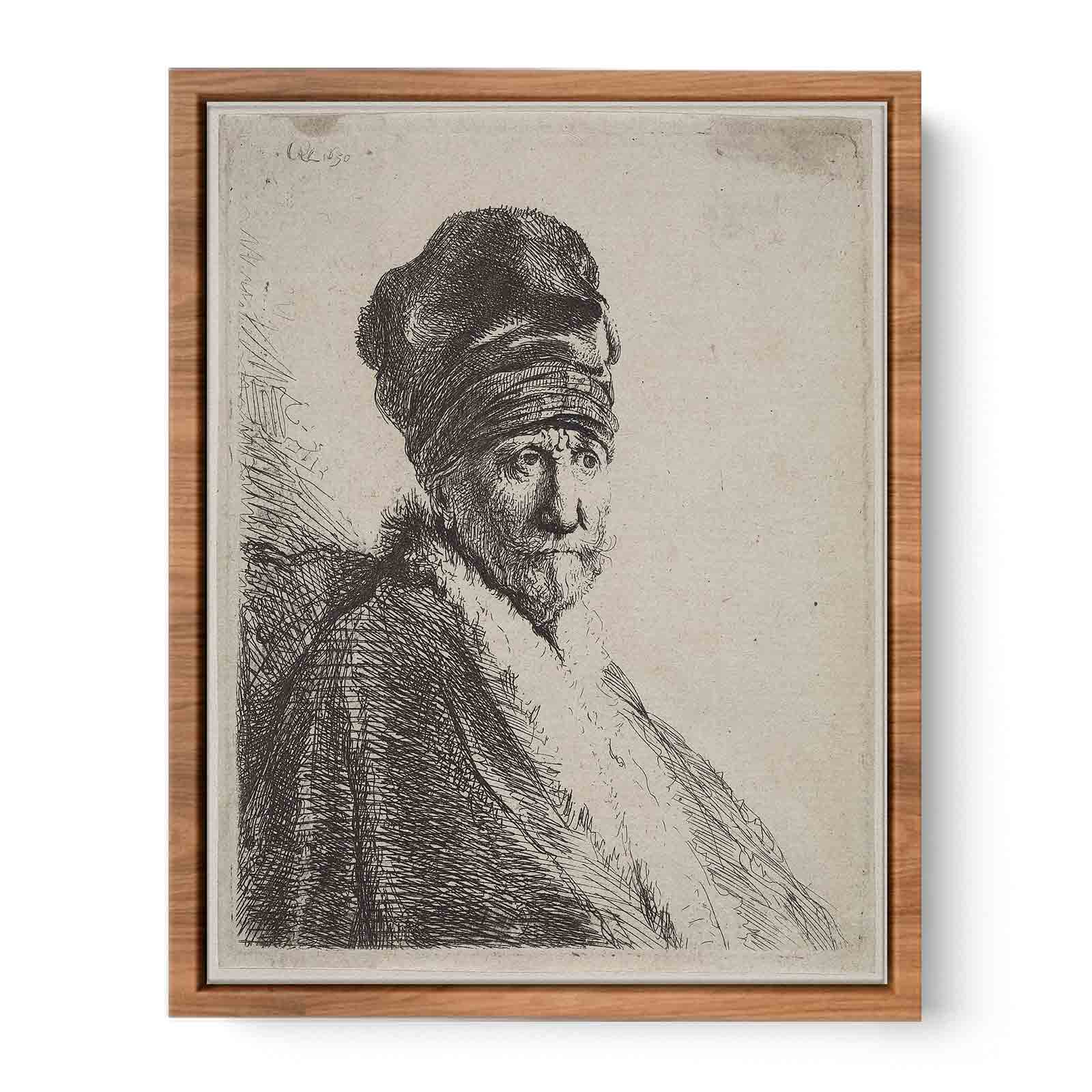 Bust of a Man wearing a High Cap (The Artists Father ) Painting