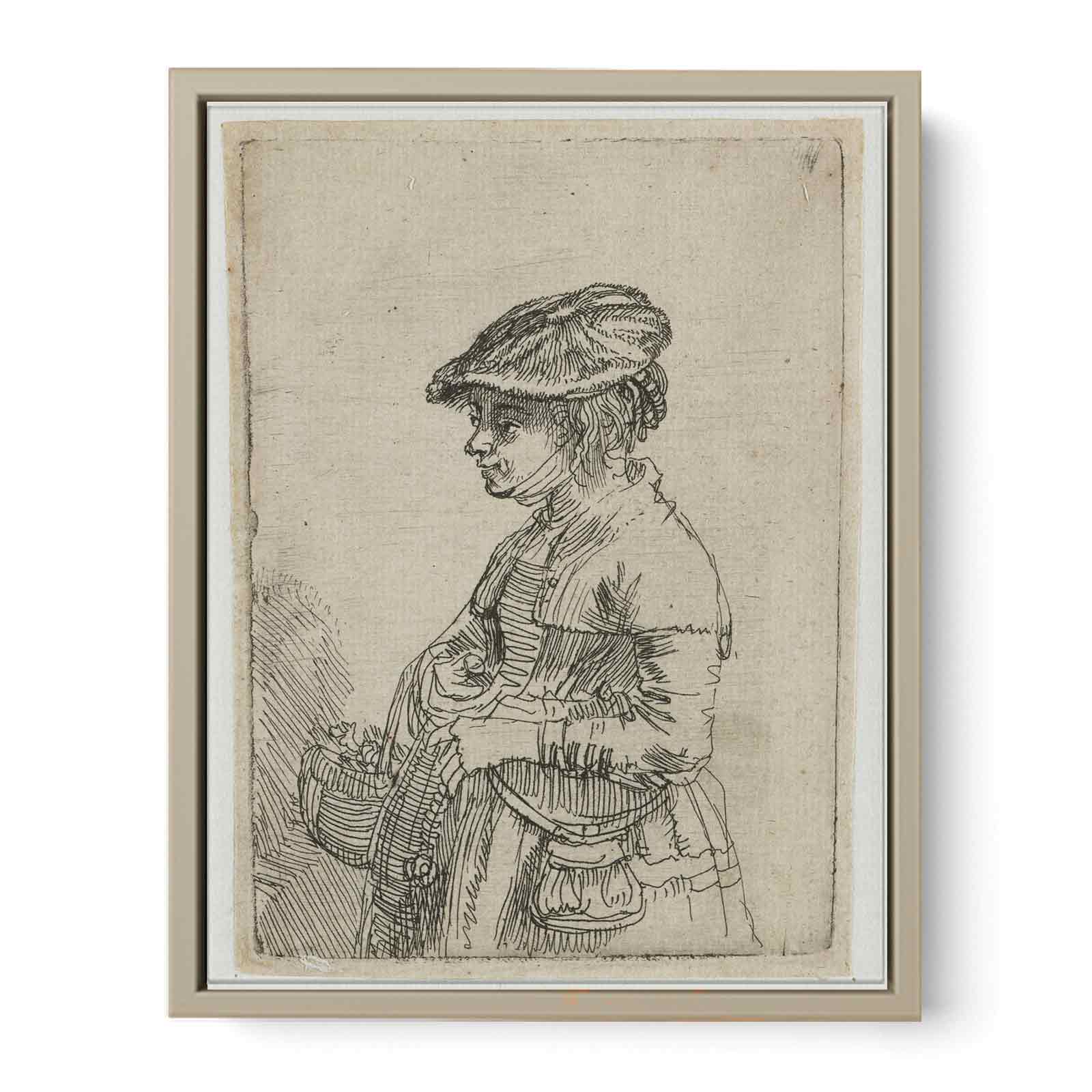 Girl With A Basket Painting