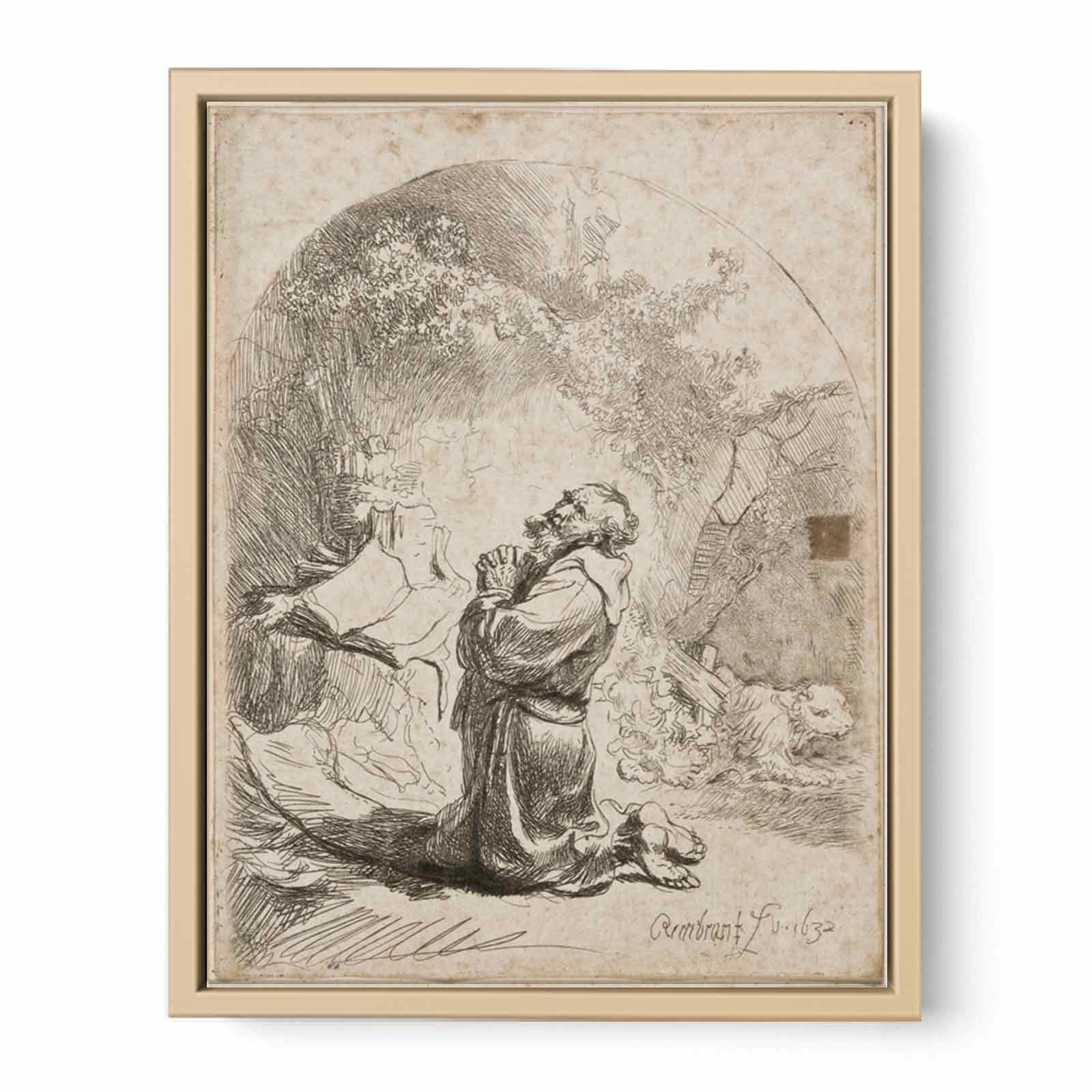 Saint Jerome praying Arched Painting