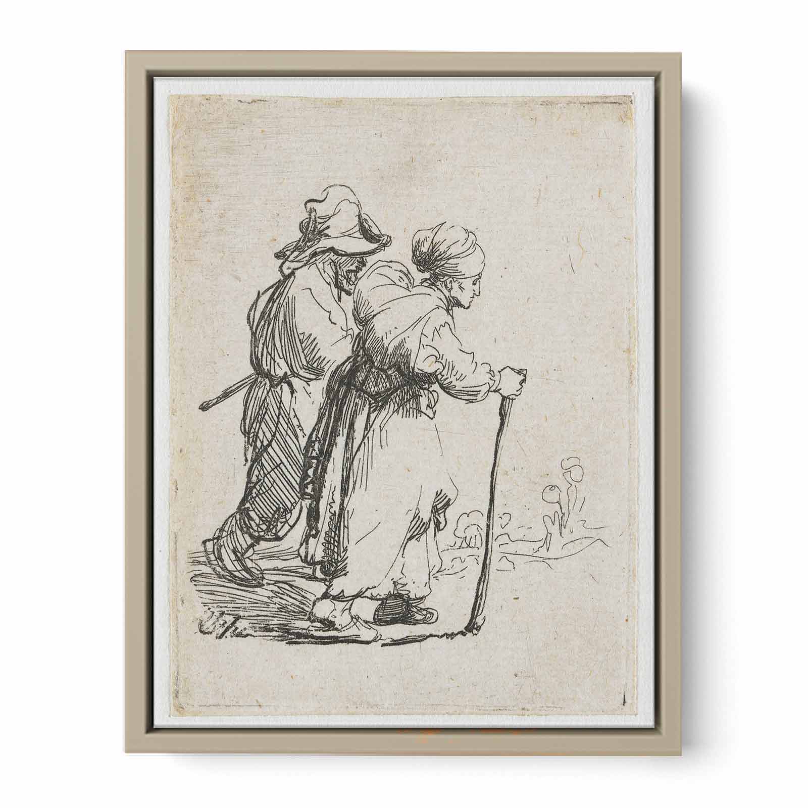 Two Tramps; a Man and a Woman Painting