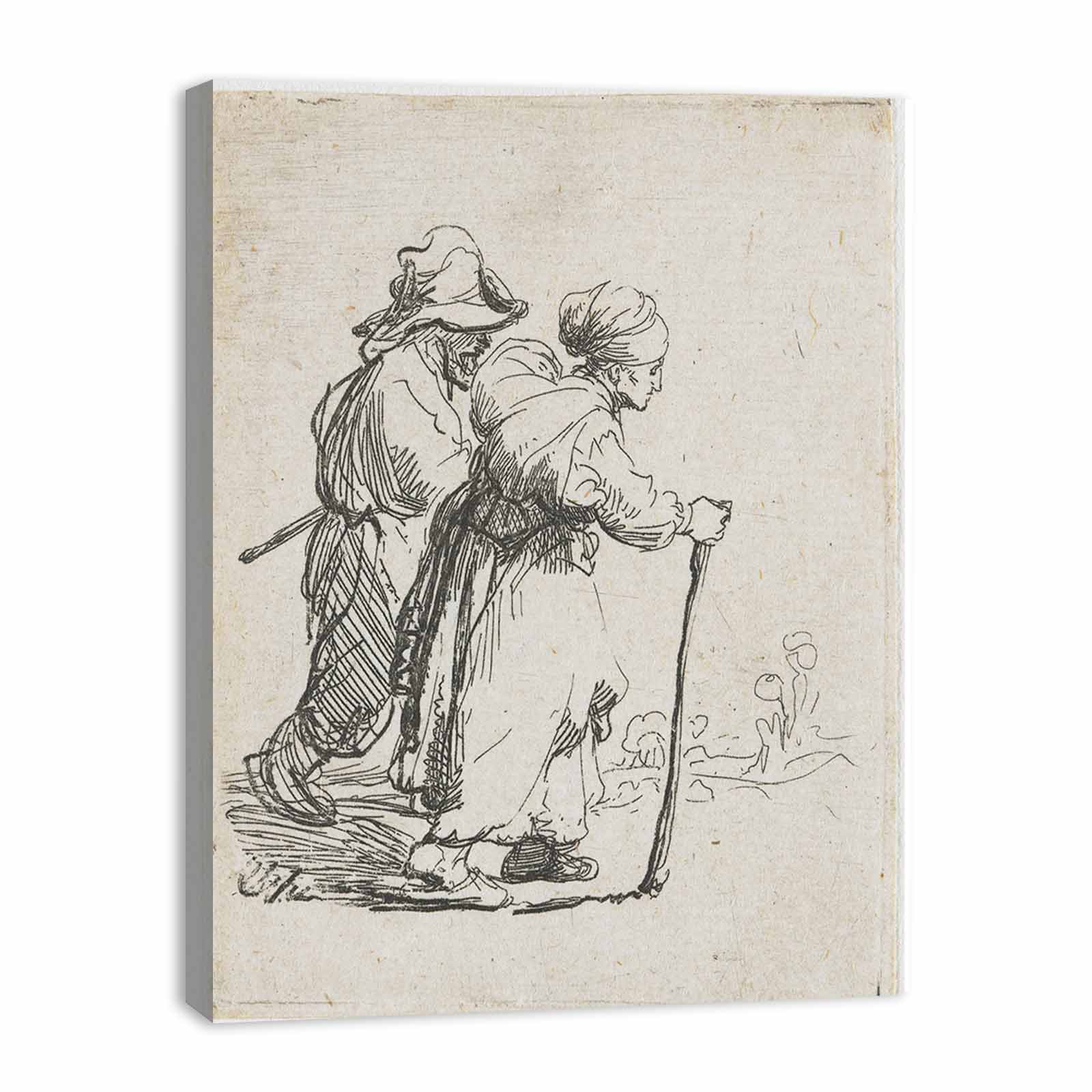 Two Tramps; a Man and a Woman Painting