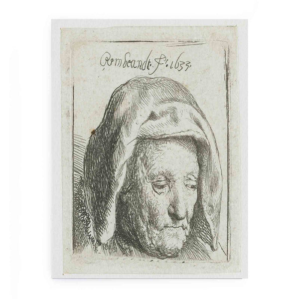 The Artist's Mother in a Cloth Headdress, looking down Head only Painting