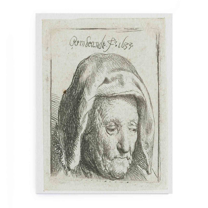 The Artist's Mother in a Cloth Headdress, looking down Head only Painting