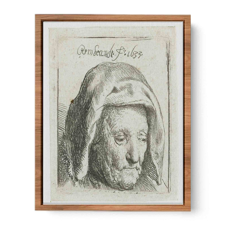 The Artist's Mother in a Cloth Headdress, looking down Head only Painting