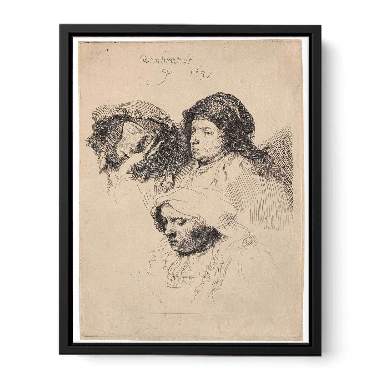 Three Heads of Women one asleep Painting