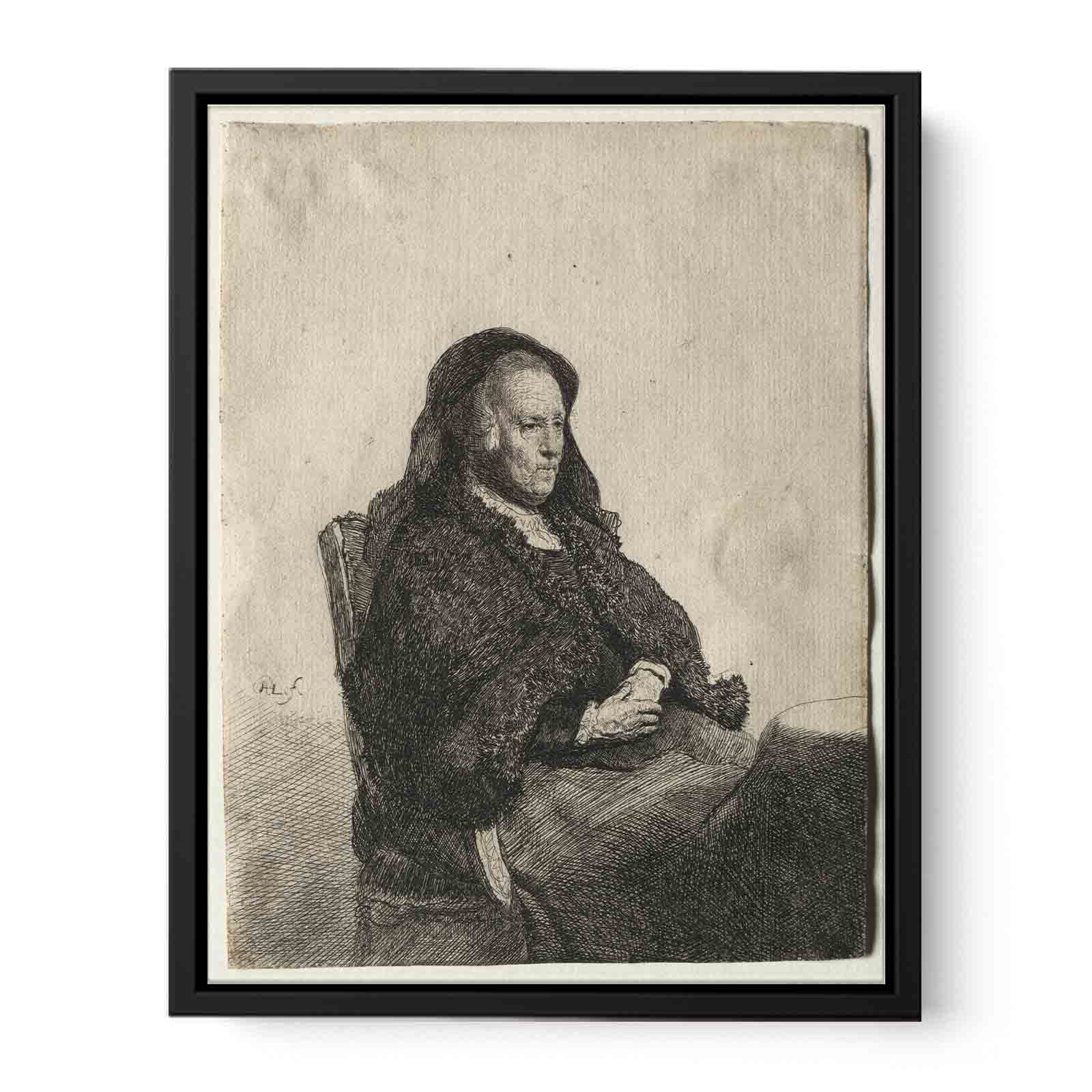 The Artist's Mother seated at a Table looking right Three-quarter Length Painting