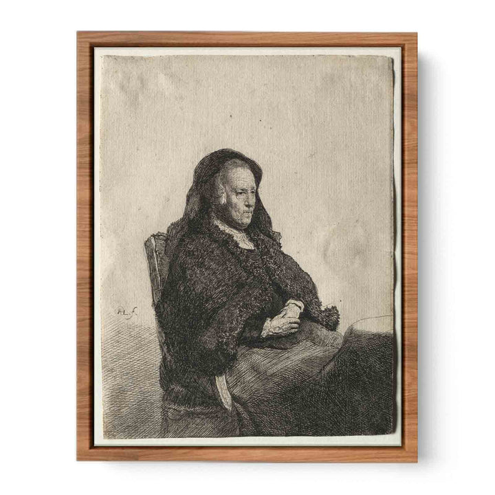 The Artist's Mother seated at a Table looking right Three-quarter Length Painting